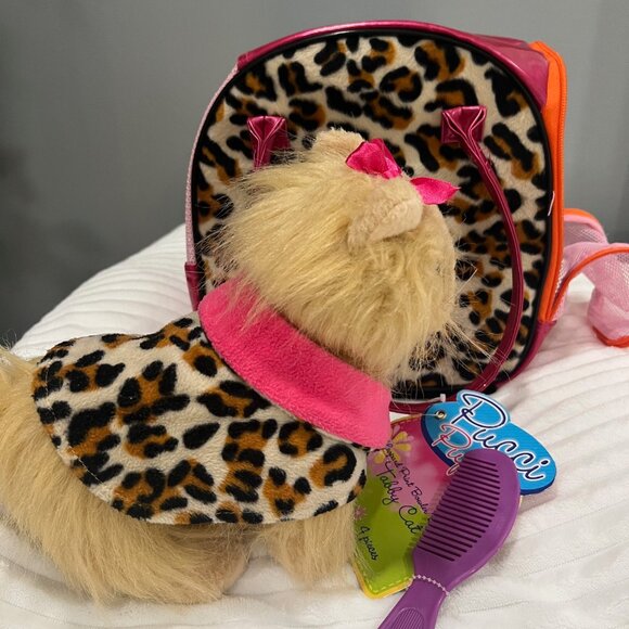 Tabby Kitten Plushie with Carry Purse and Comb - Picture 3 of 5